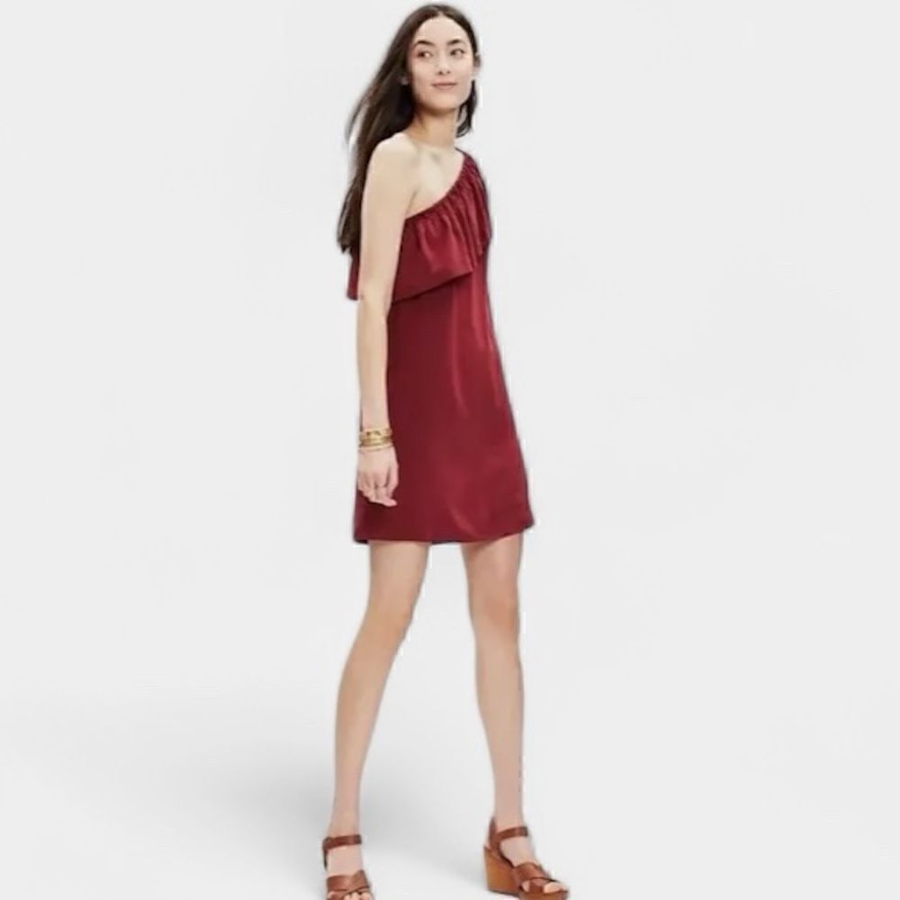 NWT- Madewell Silk One-Shoulder Dress